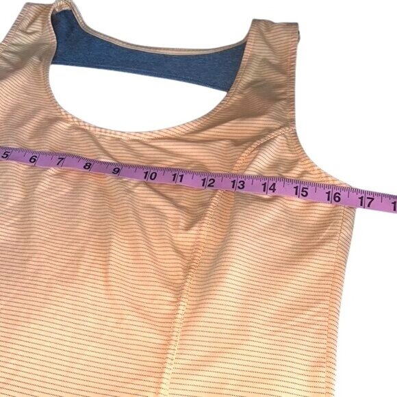 MPG Peach & Gray Striped Active Tank Top Womens Size S Polyester/Spandex - Picture 8 of 8